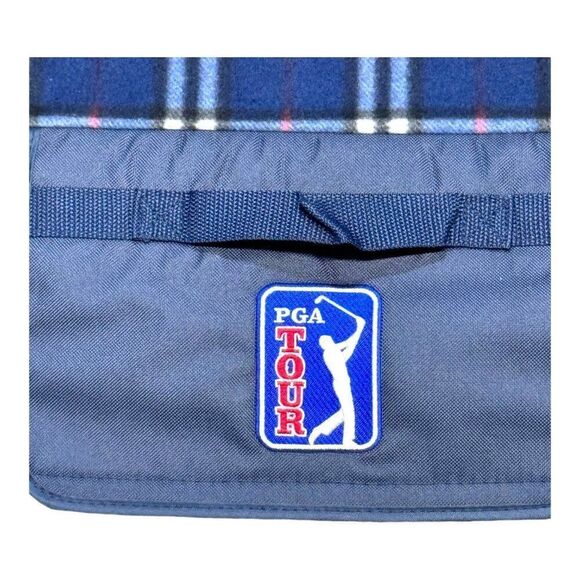 PGA Tour Plaid Picnic Blanket With Carry Handle Waterproof Backing Blue Stadium - Picture 4 of 7